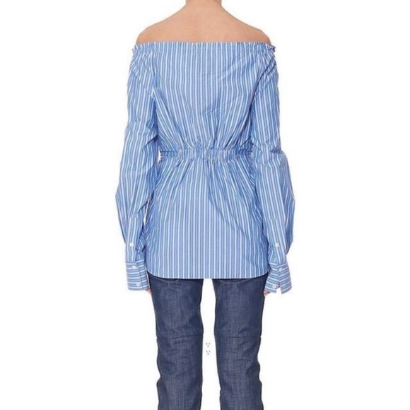 TIBI Garcon Off-the-shoulder Striped Cotton Top size 2 - Picture 3 of 5